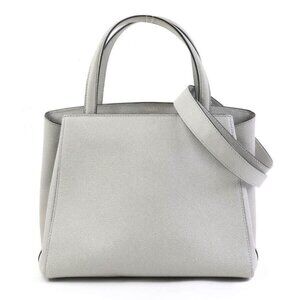 Auth Valextra Handbag Shoulder Bag Gray Leather - 90055a